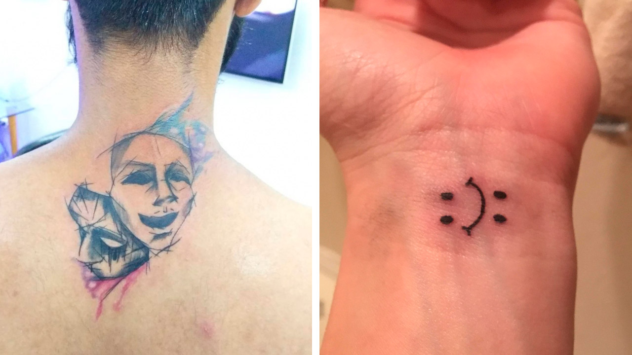 Tatuajes de cara feliz y triste Significado 40 Im genes